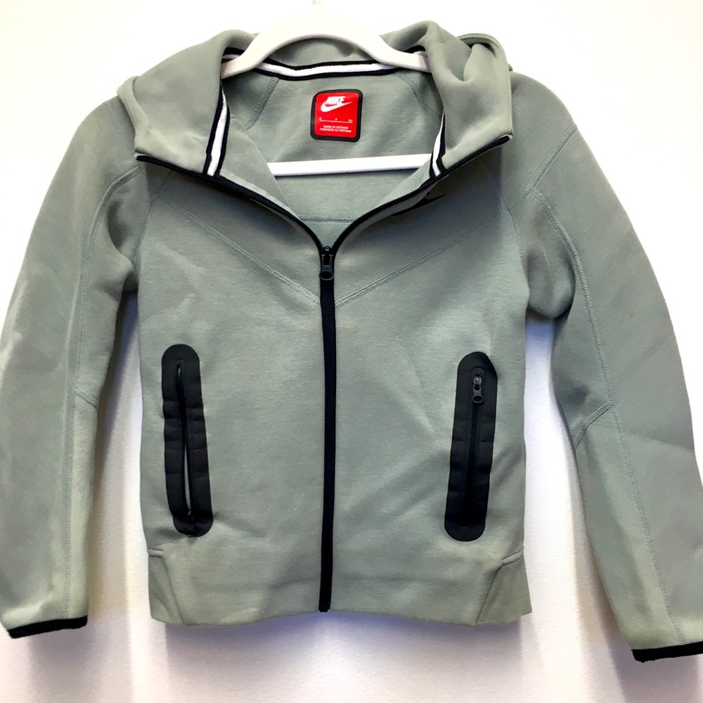 Boys Nike Zipper Hoodie Sweatshirt Small Green Black